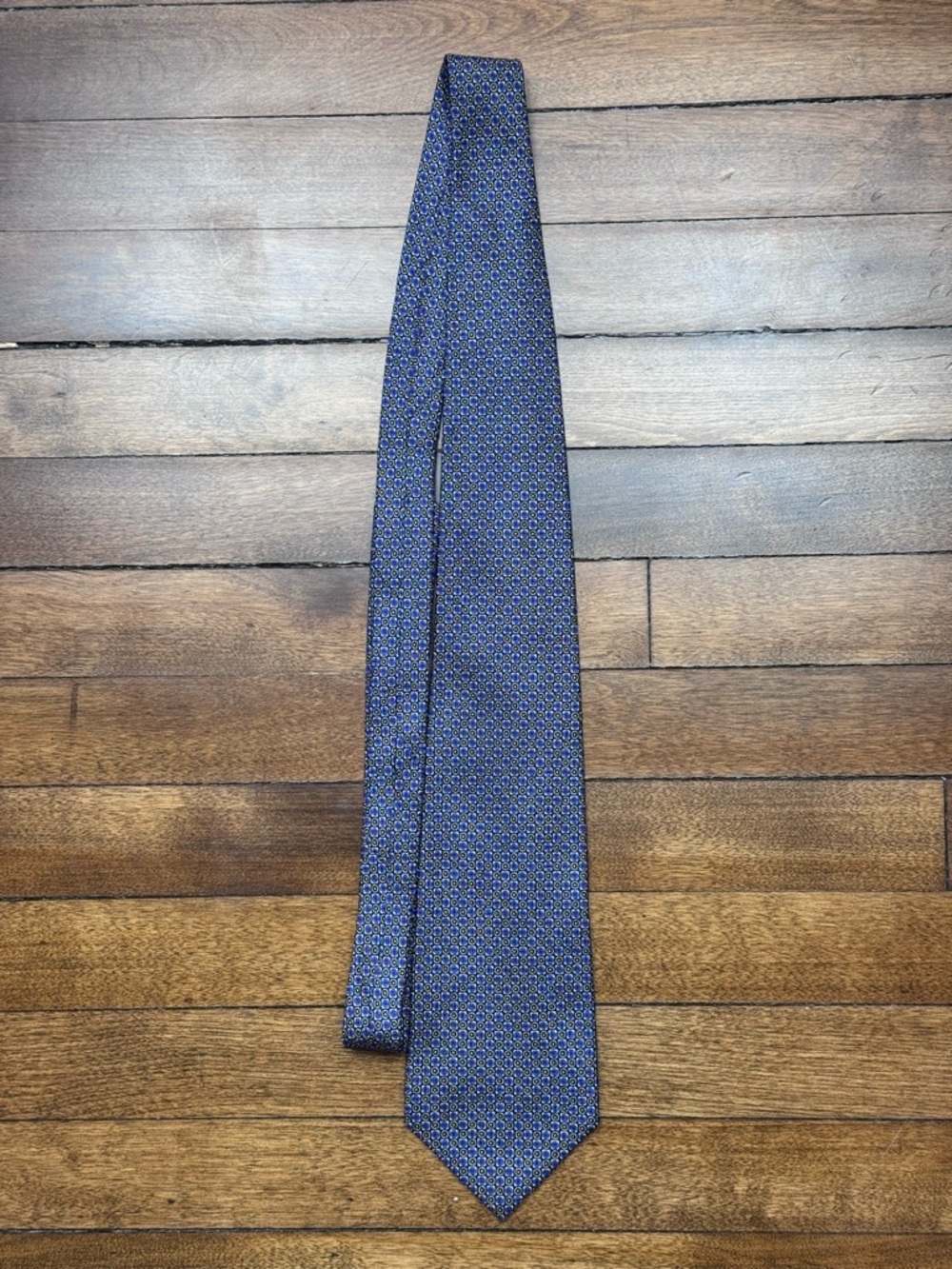 Vintage Polo by Ralph Lauren Men's Blue Geometric Silk Tie Made In USA